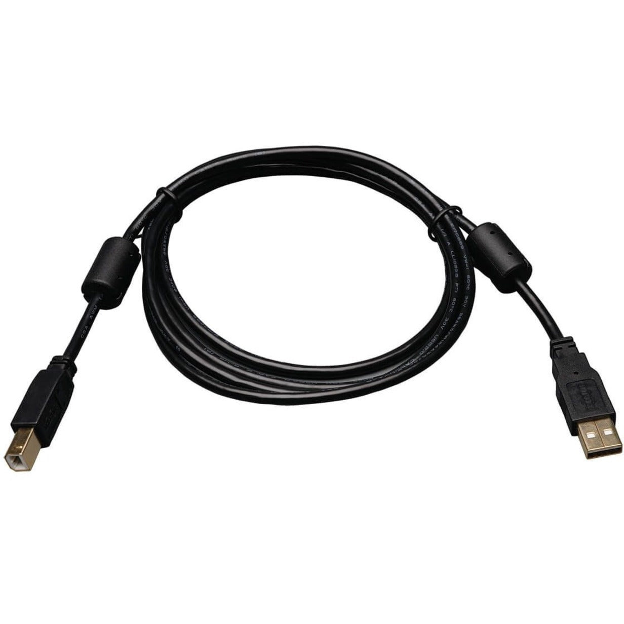 Tripp Lite U023-003 3-ft. USB2.0 A/B Gold Device Cable with Ferrite Chokes, Data Transfer Cable