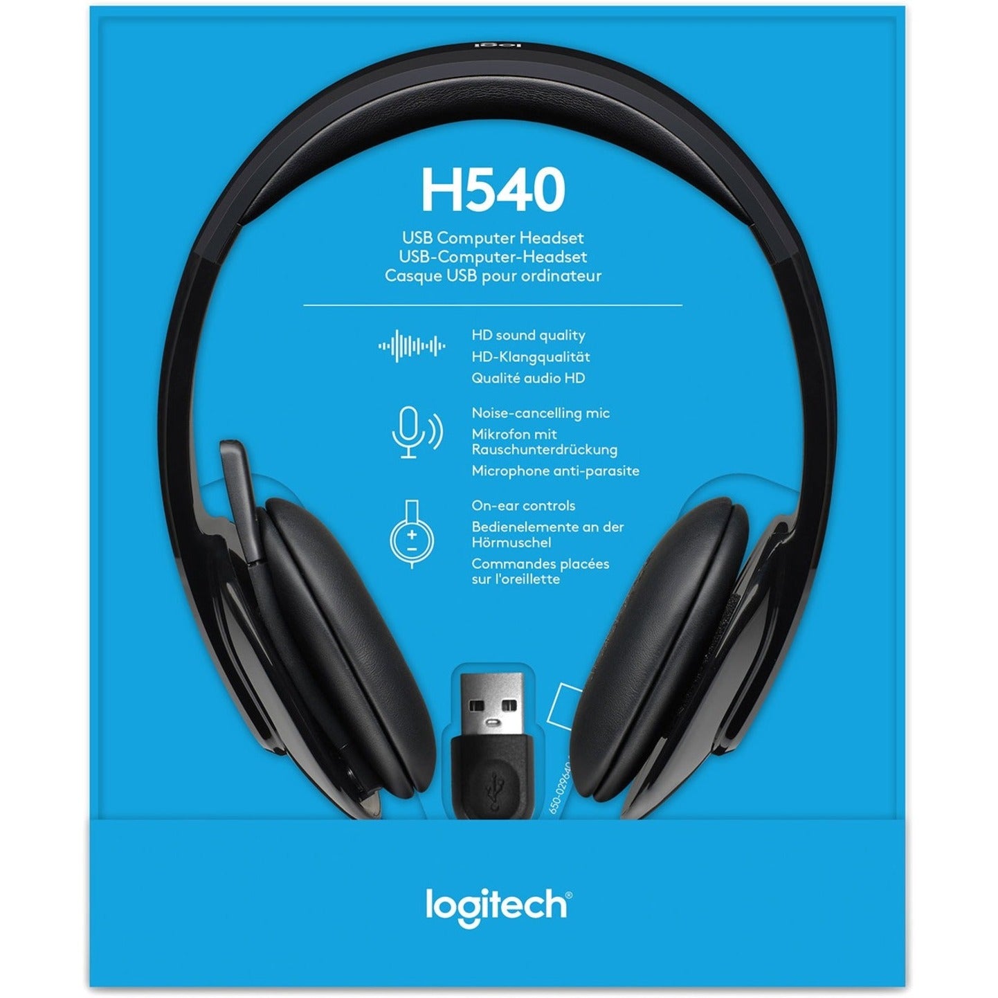 Logitech 981-000510 H540 USB Headset, High Performance, Black