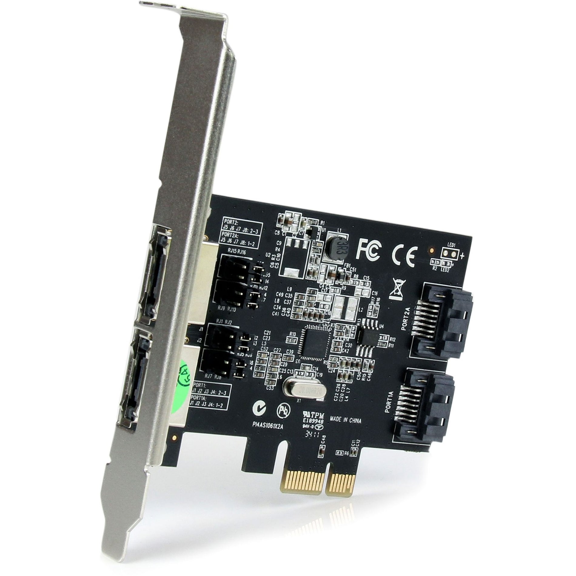 StarTech.com PEXESAT322I PCIe SATA Controller, Dual Port PCIe SATA III Card - 2 Int/2 Ext, 2 Port PCI Express SATA 6 Gbps eSATA Controller Card