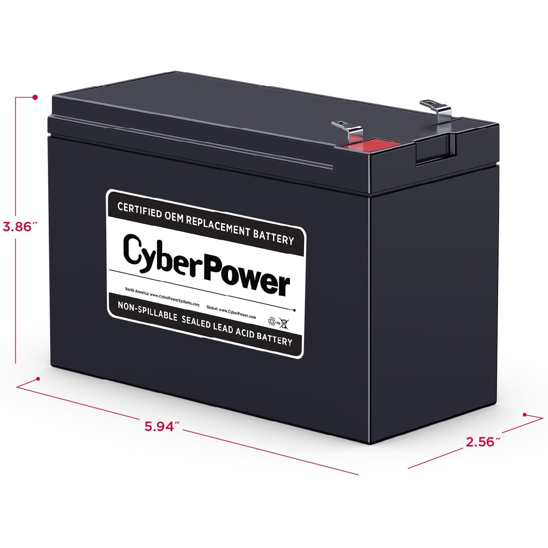 CyberPower RB1280 UPS Replacement Battery Cartridge, 18 Month Warranty, 12V DC, 8000mAh, Lead Acid, Maintenance-free