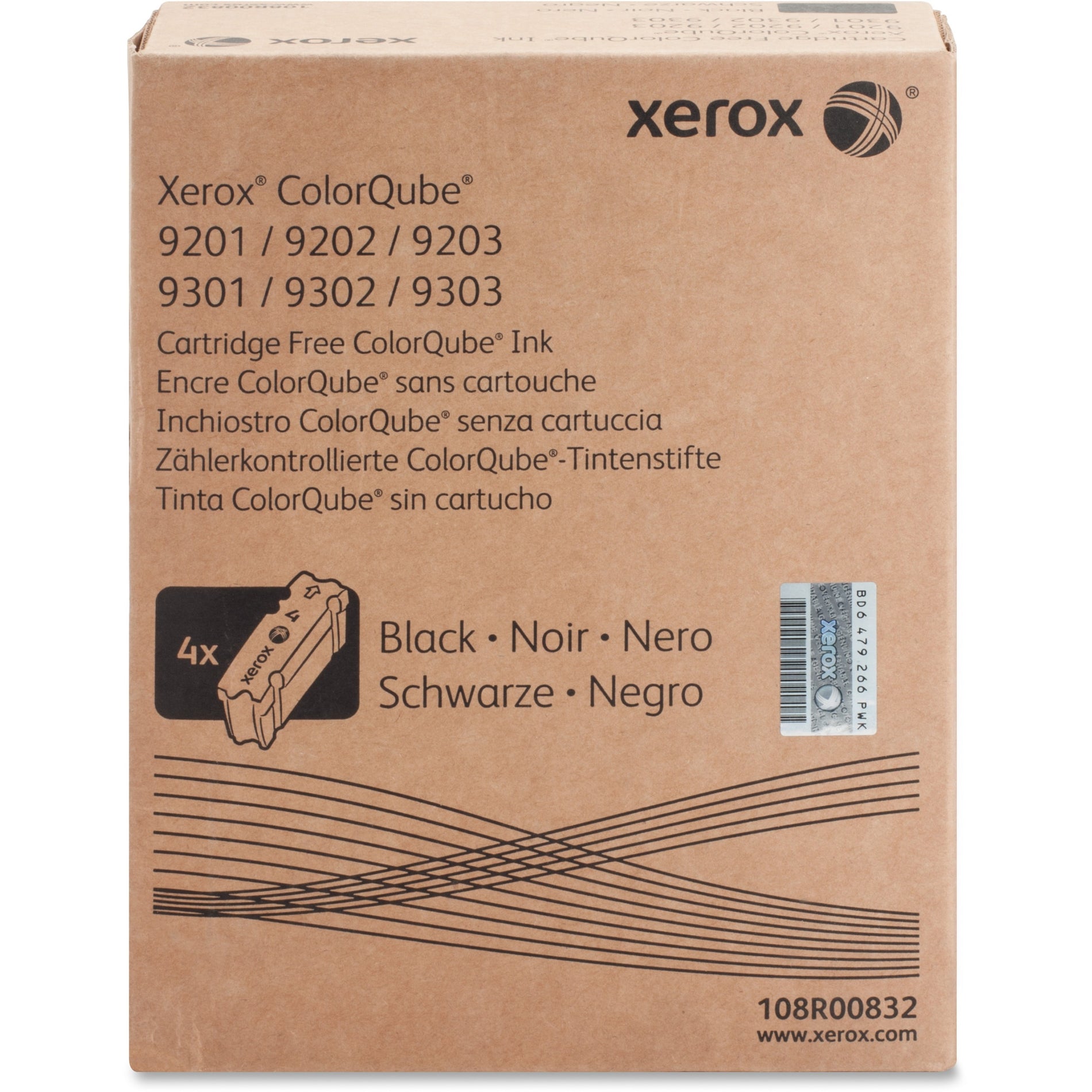 Xerox 108R00832 18R829/3/31/32 Solid Ink Sticks, 40,000 Page Yield, 4/PK, Black Toner Cartridge