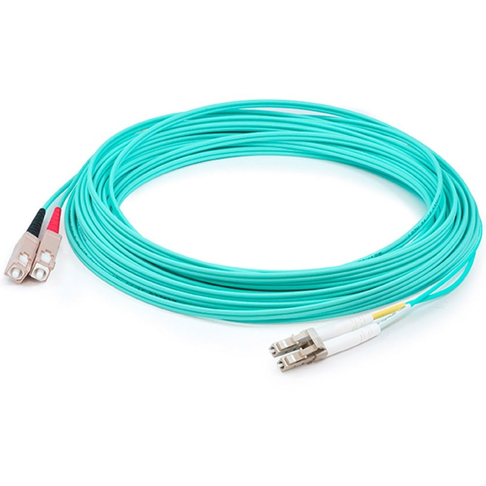 AddOn ADD-SC-LC-1M5OM4 1m LOMM OM4 Fiber Optic Male LC/SC 50/125 Duplex Aqua Cable, 3 Year Warranty, RoHS Certified