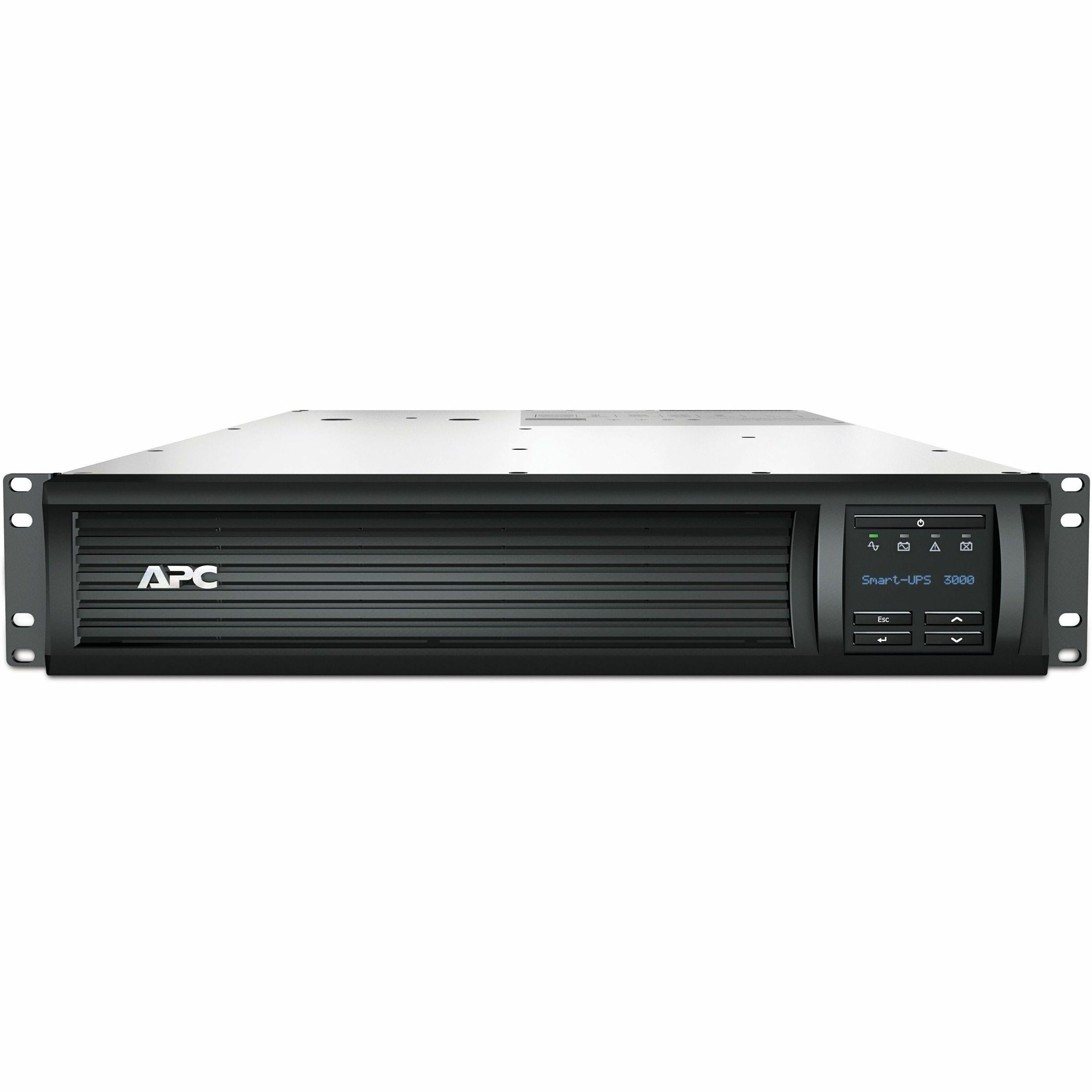 APC SMT3000R2X145 Smart UPS 3000VA LCD RM 2U 120V with 12FT Cord, 3 Year Warranty, 2880 VA/2700 W Load Capacity