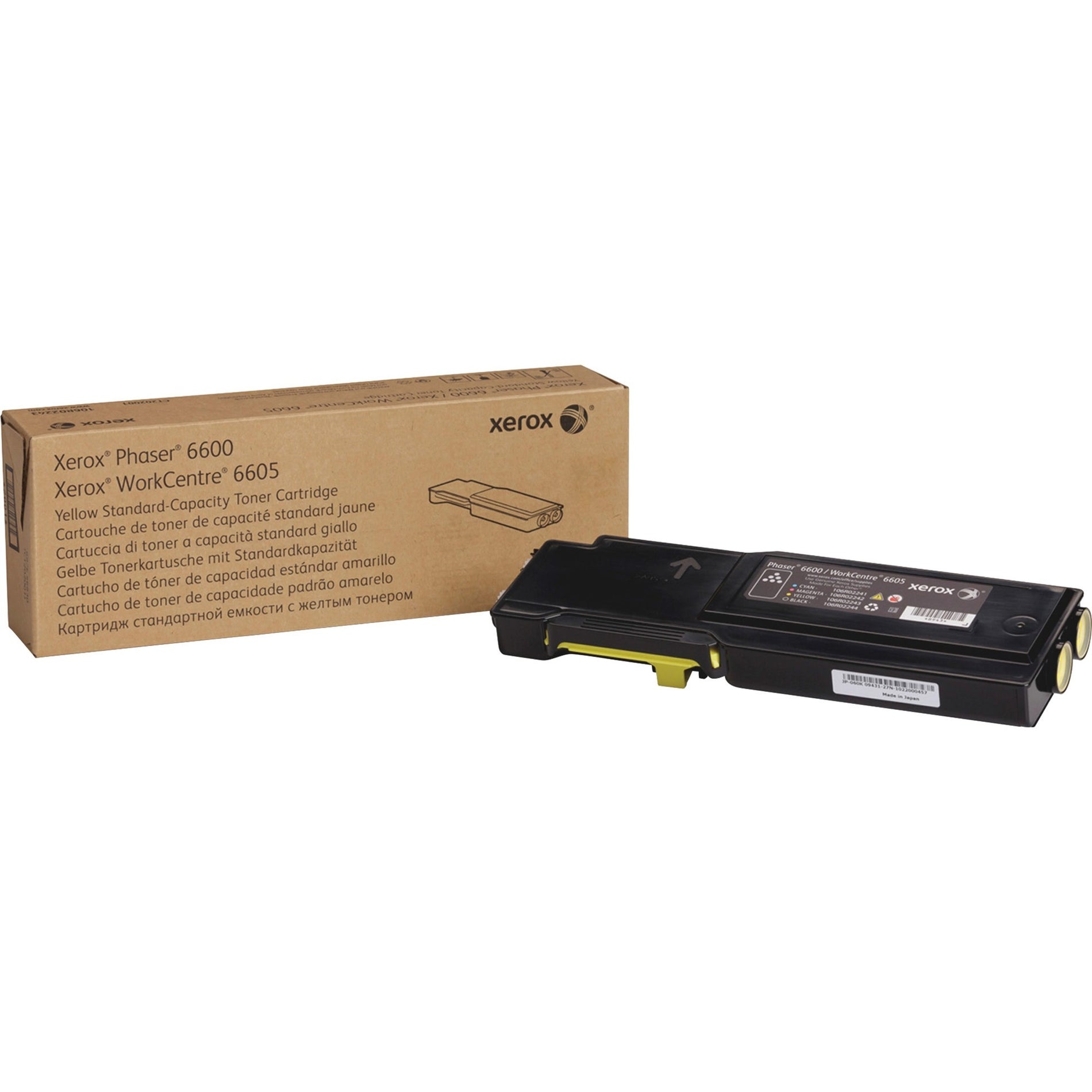 Xerox 106R02243 Phaser 6600/WorkCentre 6605 Standard Toner Cartridge, 2,000 Page Yield, Yellow