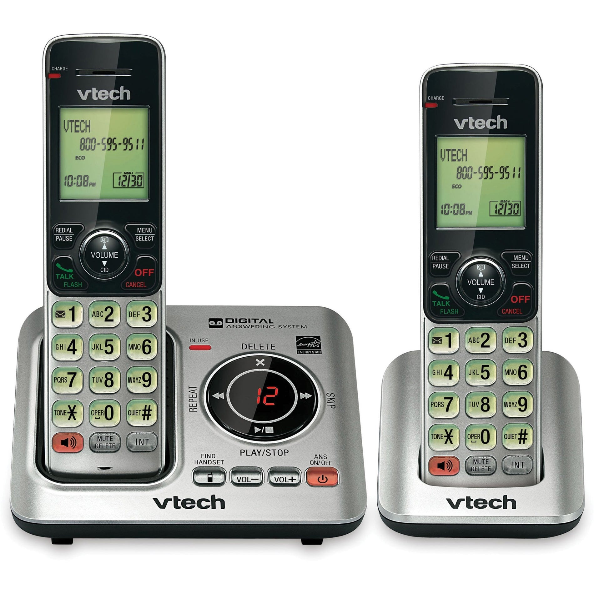 VTech CS6629-2 DECT 6.0 Cordless Phone 2 Handset Answering System with Caller ID/Call Waiting, Expandable, Silent Mode