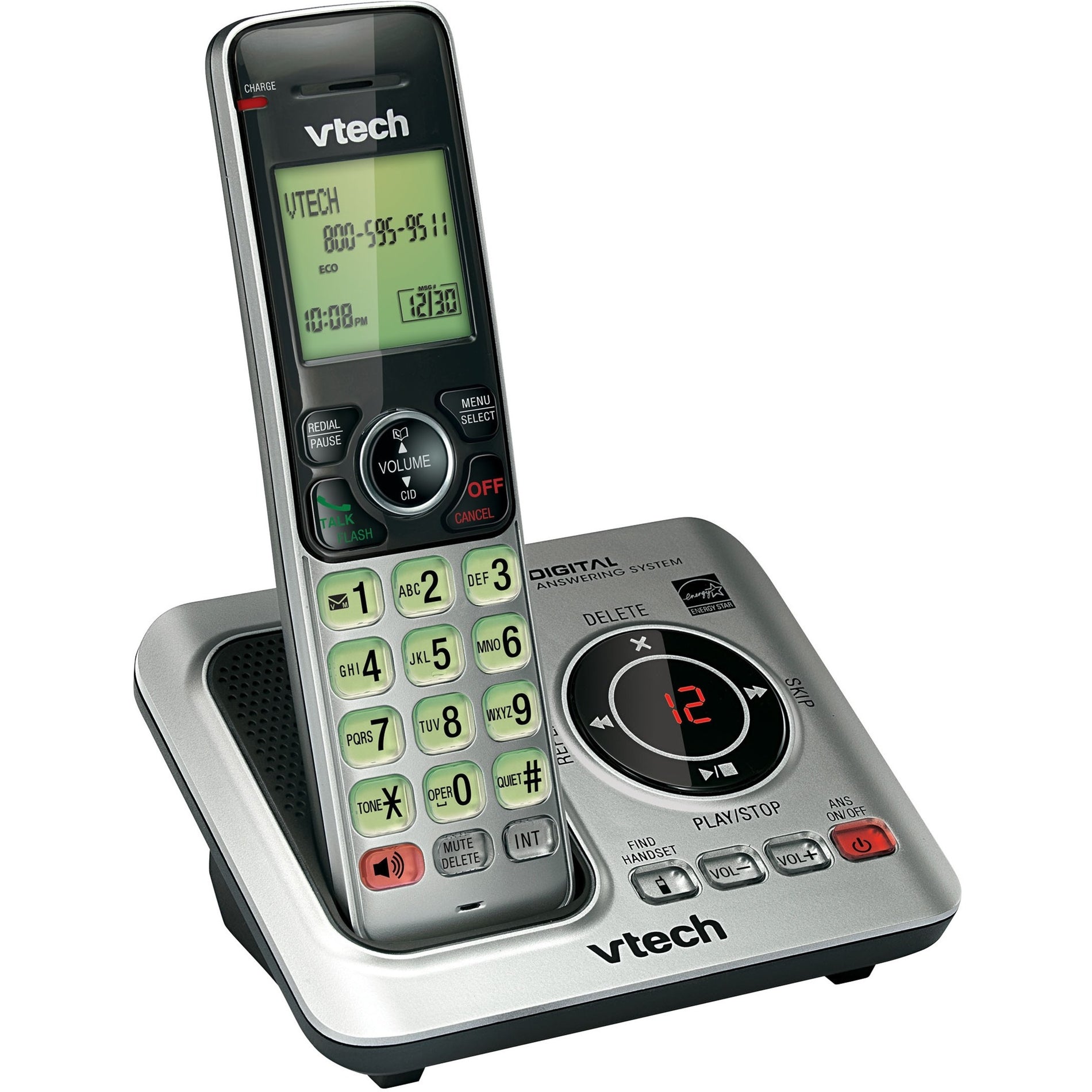 VTech CS6629 Cordless Answering System with Caller ID/Call Waiting, Expandable, Volume Control, Eco Mode