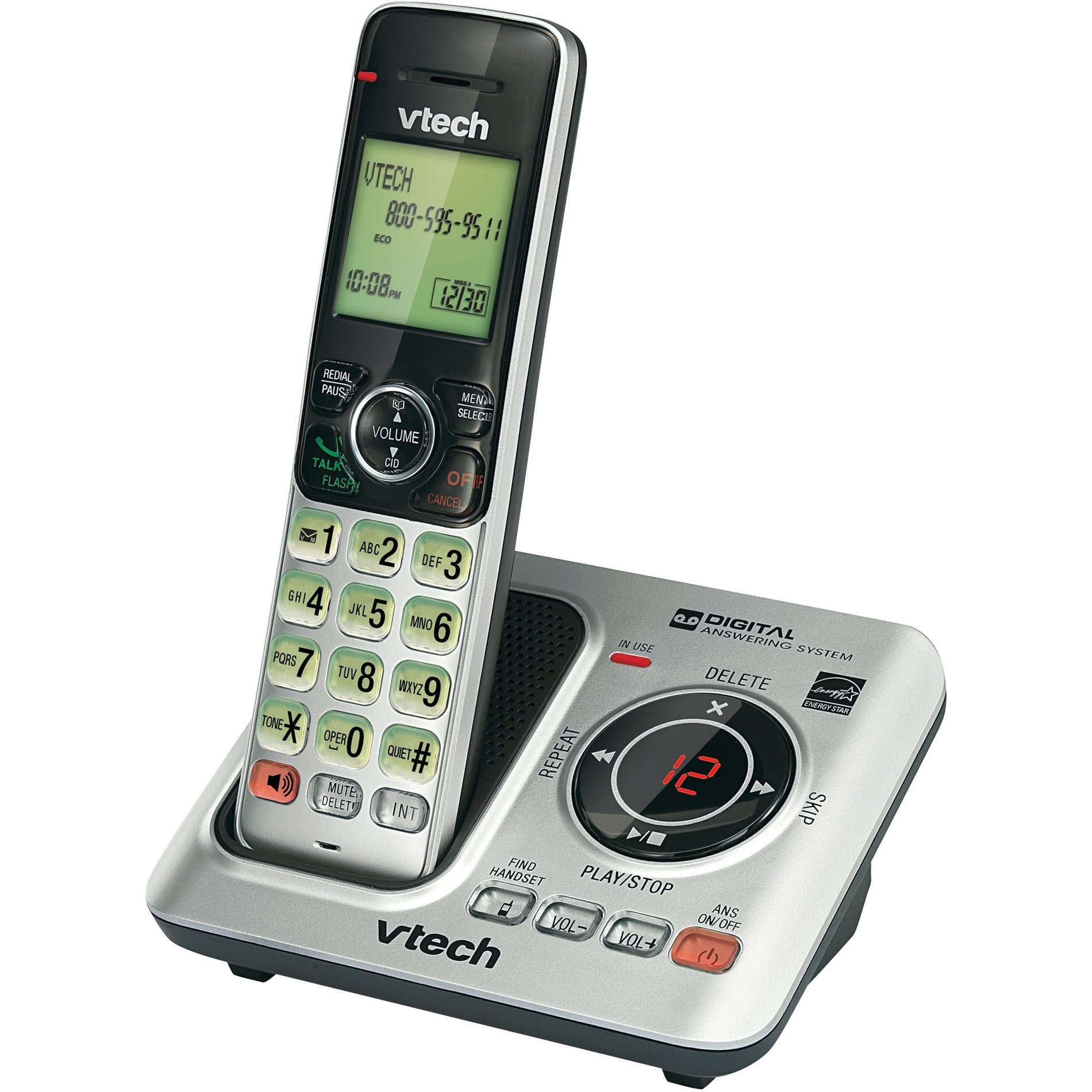 VTech CS6629 Cordless Answering System with Caller ID/Call Waiting, Expandable, Volume Control, Eco Mode