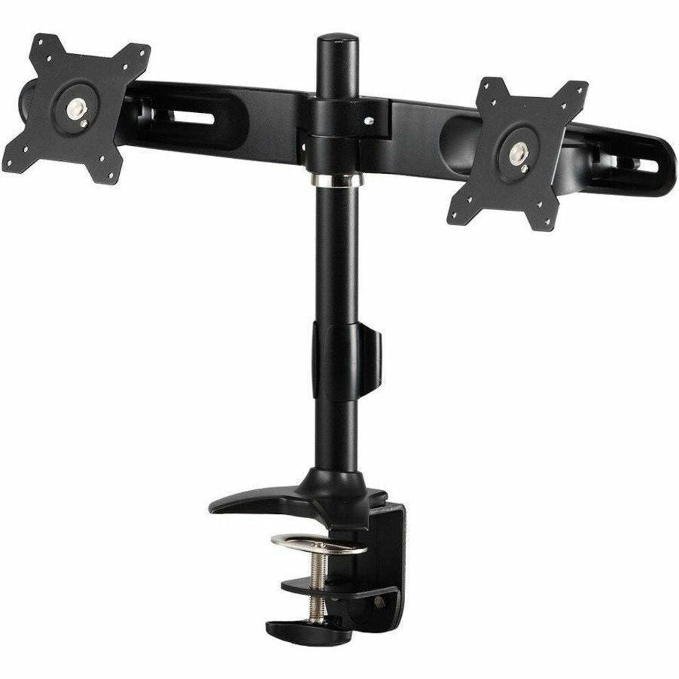 Amer Mounts AMR2C Clamp Based Dual Monitor Mount. Up to 24", 26.5lb Monitors, Easy Install, Adjustable Tilt, 360 Degree Rotation