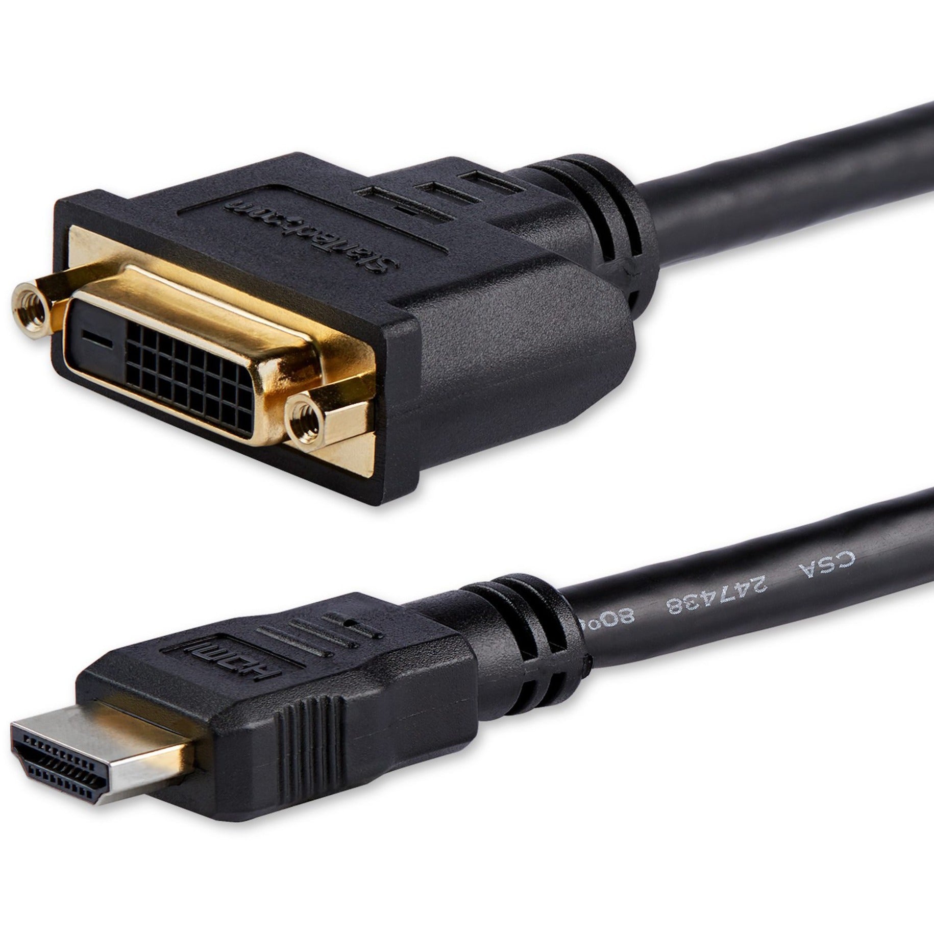 StarTech.com HDDVIMF8IN 8in HDMI to DVI-D Video Cable Adapter, HDMI Male to DVI Female, Active, Damage Resistant, Passive, Strain Relief