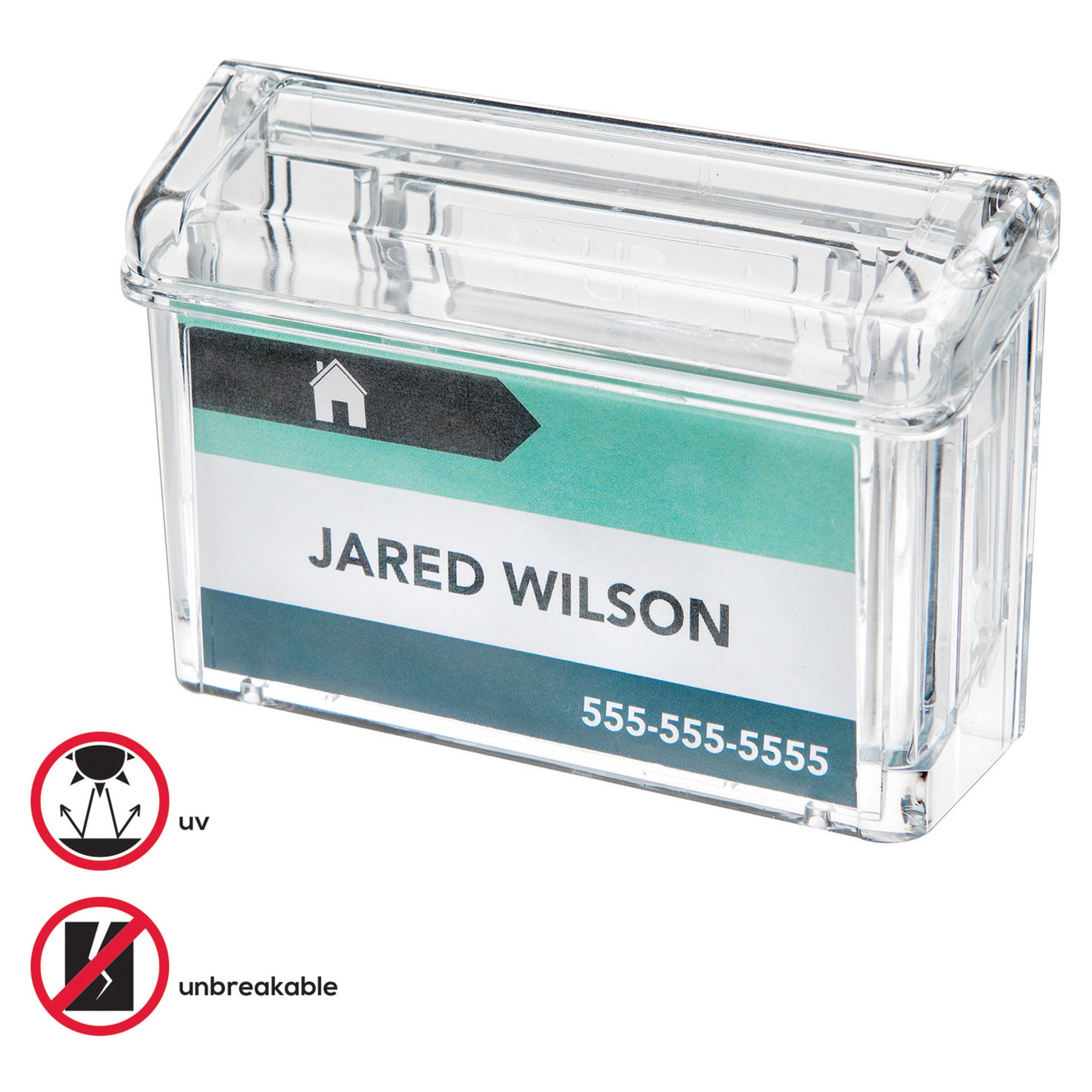 Deflecto 70901 Outdoor Business Card Holder, Water Resistant, Durable, Clear