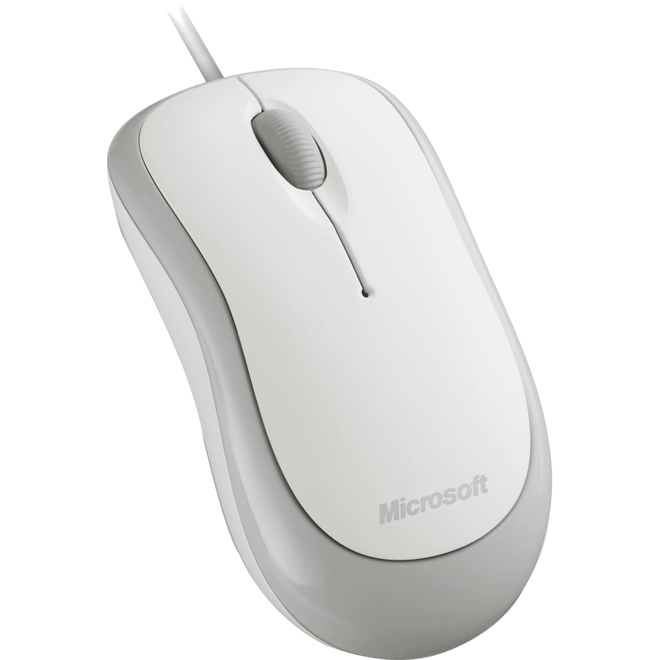 Microsoft P58-00062 Basic Optical Mouse, Ergonomic Fit, 800 dpi, 3 Buttons, White