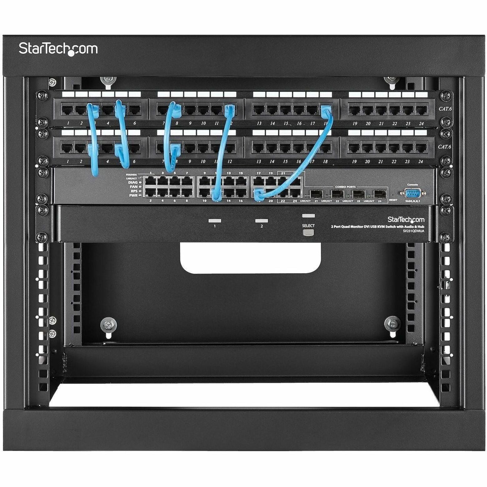StarTech.com RK819WALLOH 8U 22in Depth Hinged Open Frame Wall Mount Server Rack, Easy Installation and Maintenance, Maximum Airflow