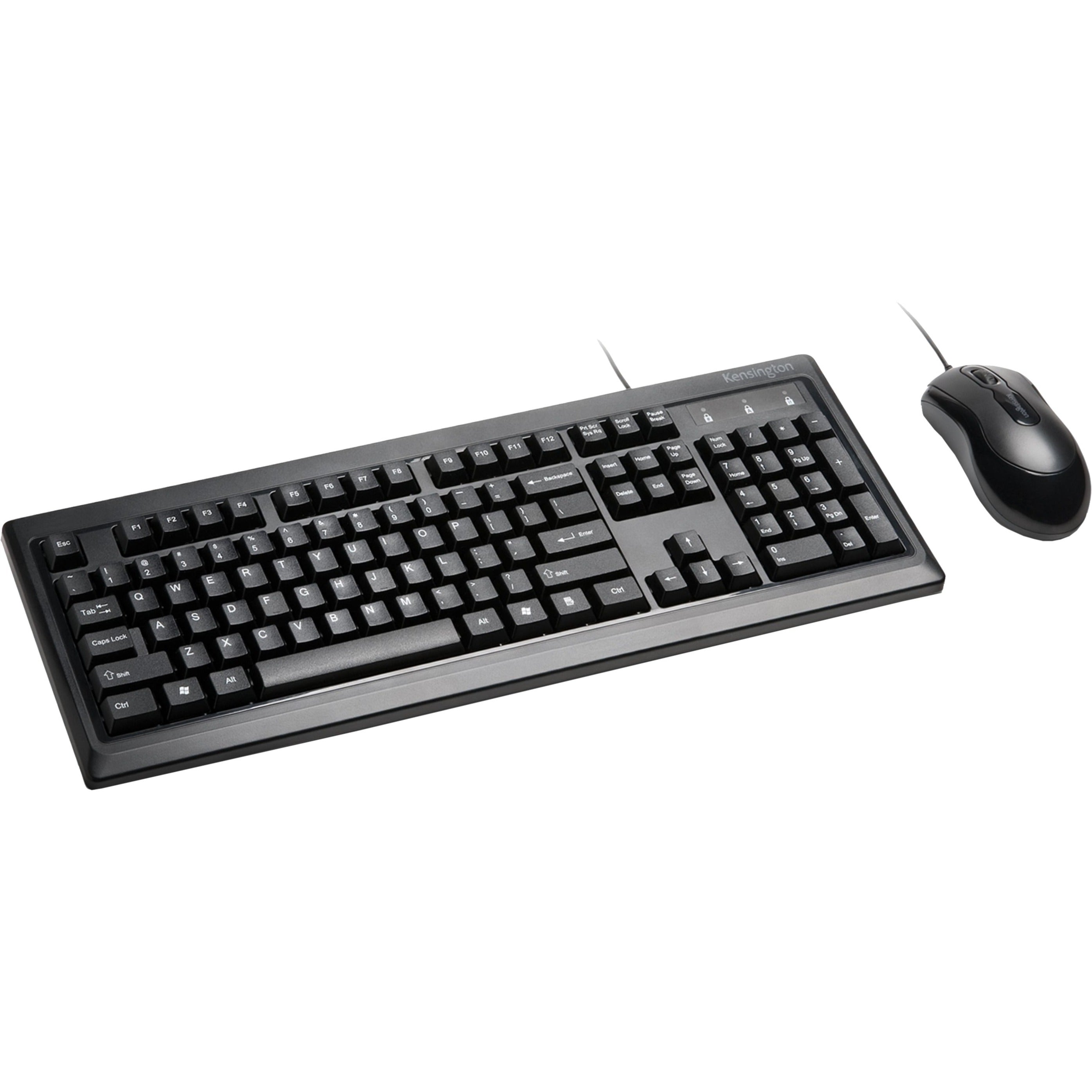 Kensington K72436AM Keyboard for Life Desktop Set, Full-size Keyboard, Spill Proof, USB