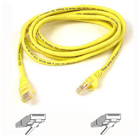 Belkin A3L980-25-YLW-S Cat6 UTP Patch Cable, Snagless Mold, 25 ft, Yellow