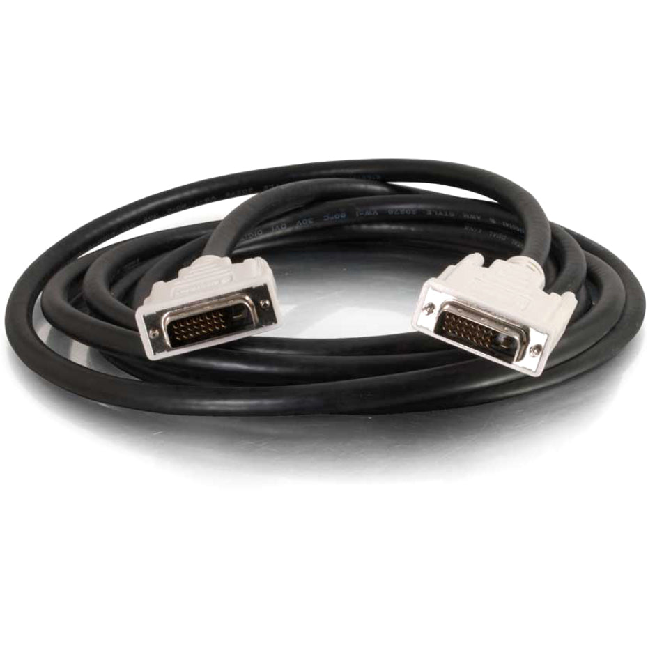 Full length view of 16.4ft DVI-D cable showing both connectors and coiled black cable-alternate-image2
