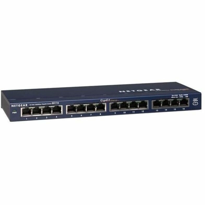 Netgear GS116NA ProSafe 16-port Gigabit Ethernet Switch, Lifetime Warranty, Plug-and-Play Installation