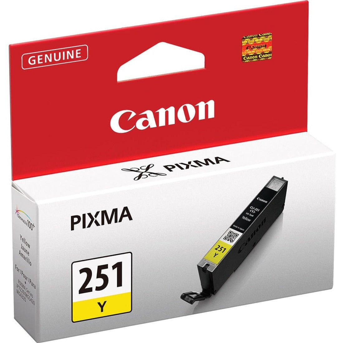 Canon 6516B001 CLI-251Y Yellow Ink Tank, ChromaLife100+, 330 Pages