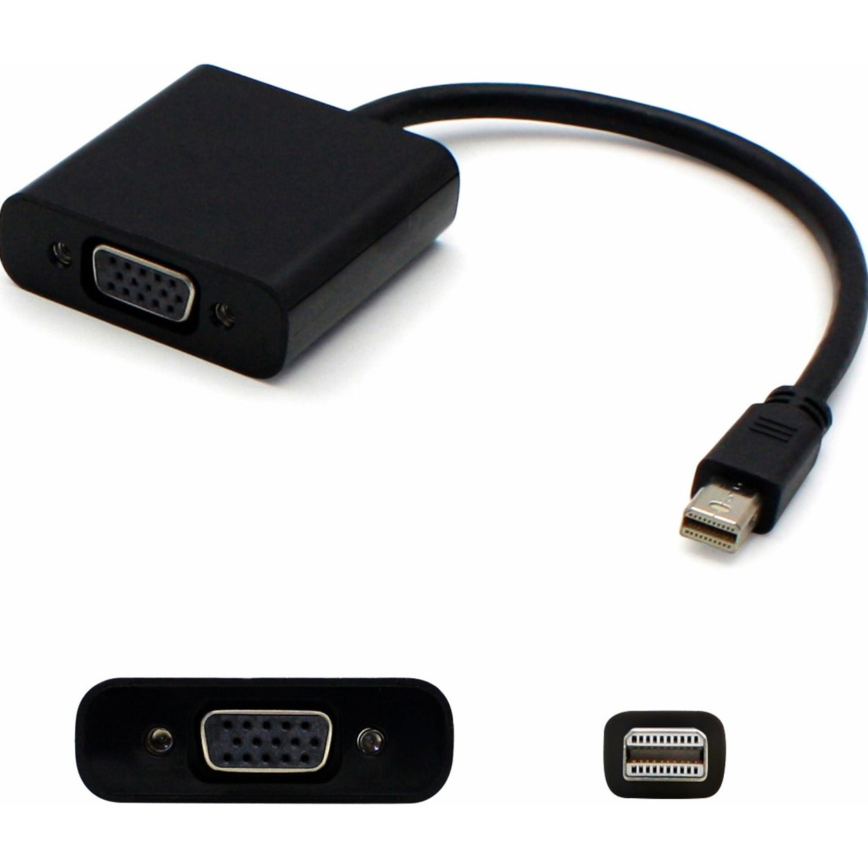 AddOn MDP2VGAB Mini-Displayport to VGA Black Adapter Cable - Male to Female, Video Cable