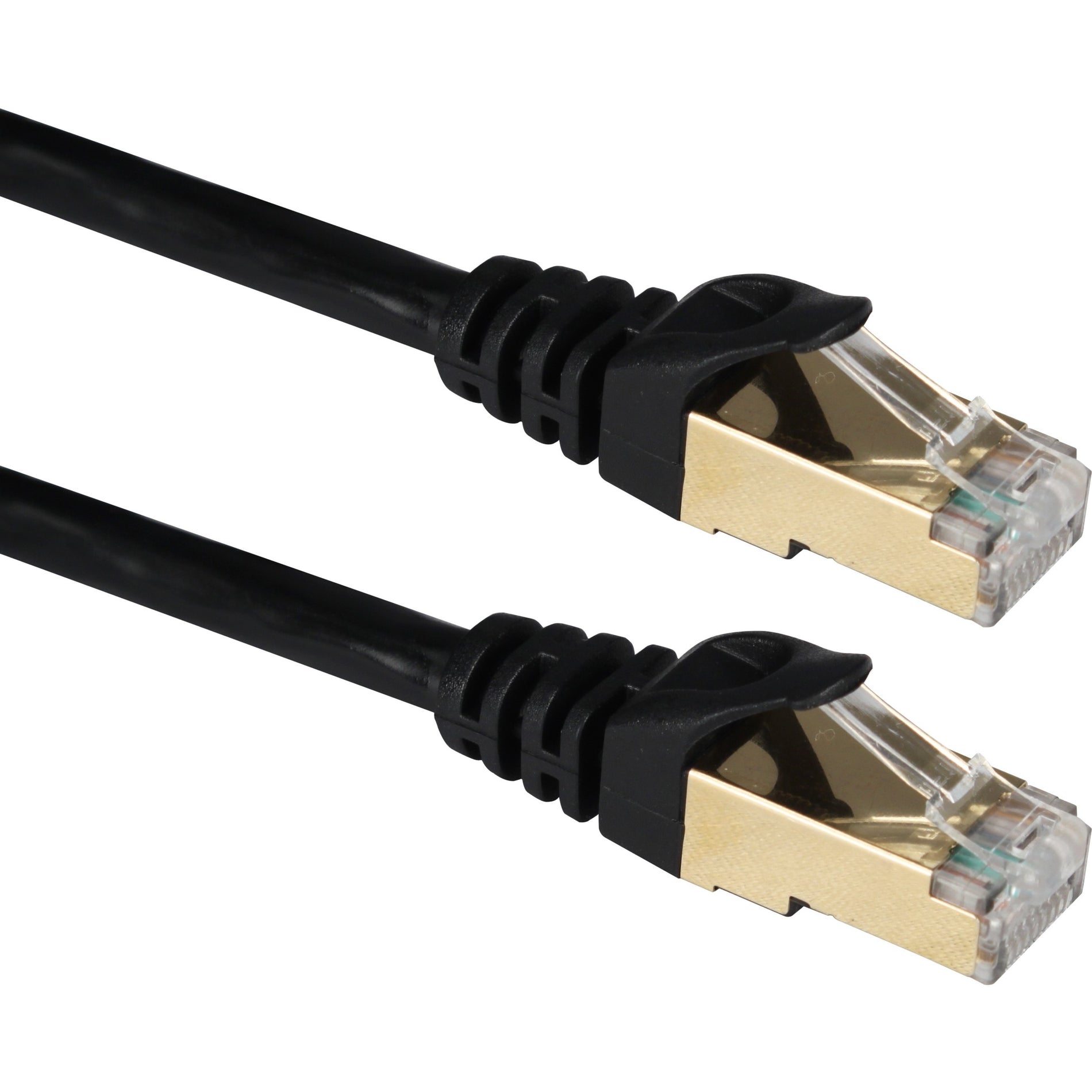 QVS CC716-07 7ft CAT7 10Gbps S-STP Flexible Molded Patch Cord, Snagless, Gold Plated Connectors, Black