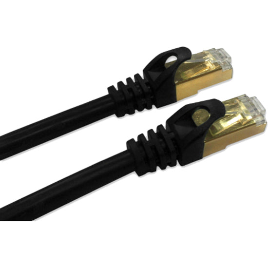 QVS CC716-10 10ft CAT7 10Gbps S-STP Flexible Molded Patch Cord, Snagless, Gold Plated Connectors, Black