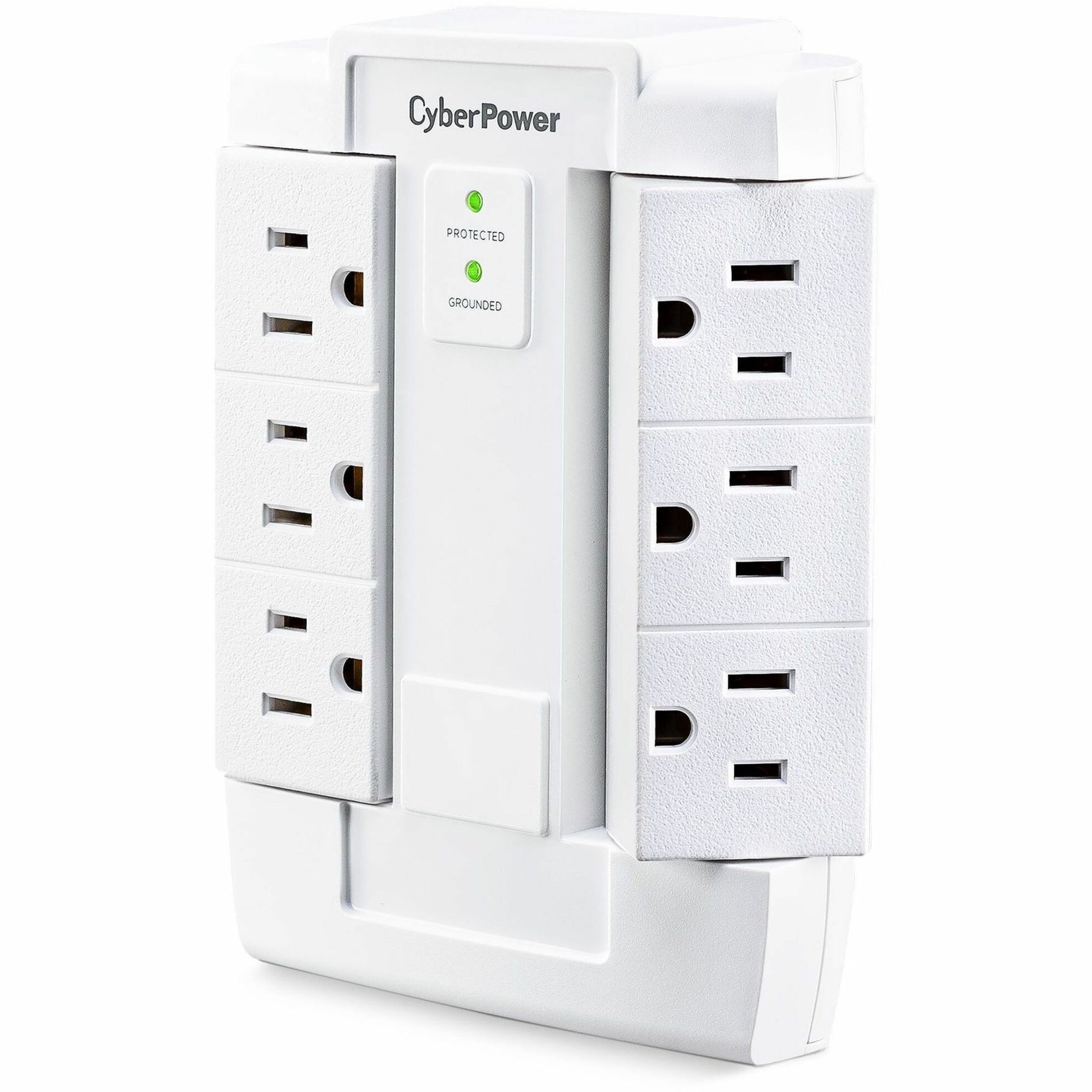 CyberPower CSB600WS Essential 6-Outlets Surge Suppressor Wall Tap and Swivel Outputs, 900 J Protection