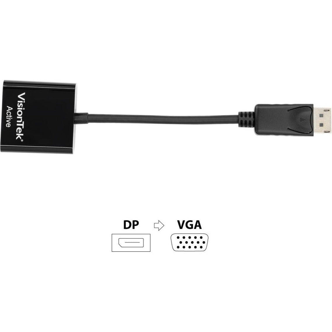 VisionTek 900342 DisplayPort to VGA Active Adapter (M/F), Eyefinity Technology, Plug & Play