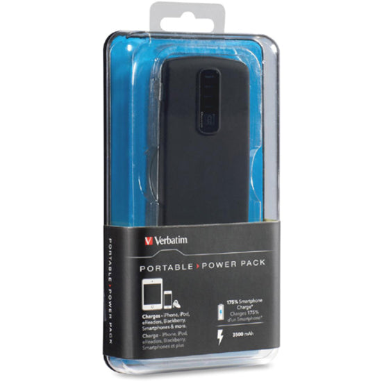 Verbatim 98019 Portable USB Power Pack Charger (3500 mAh), Black - Convenient Power on the Go