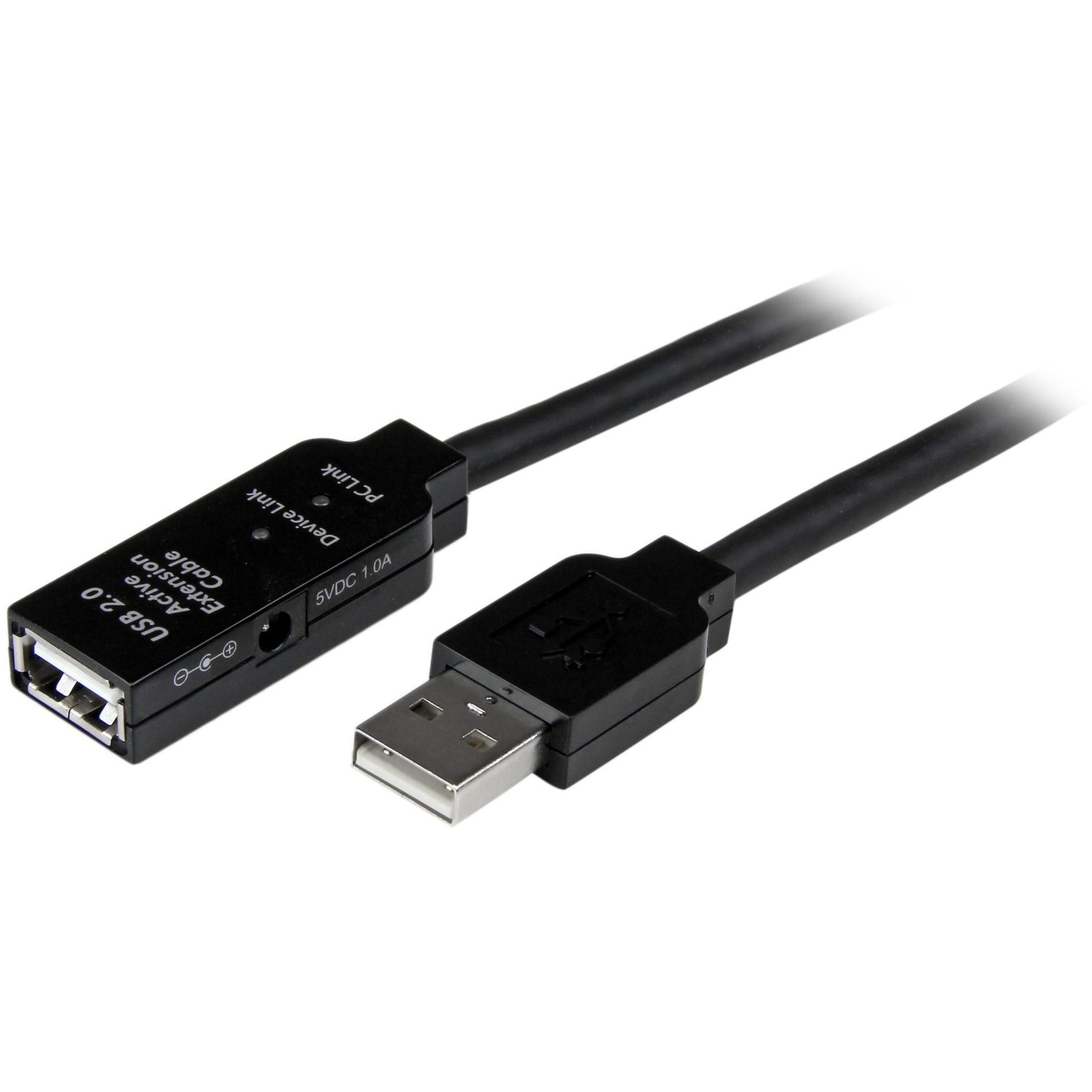 StarTech.com USB2AAEXT15M 15m USB 2.0 Active Extension Cable - M/F, 49.21 ft Data Transfer Cable, 480 Mbit/s, Black