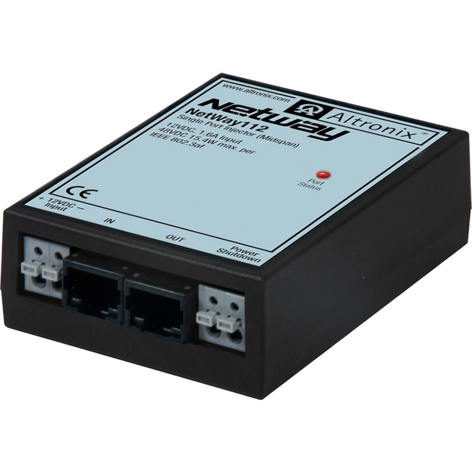Altronix NETWAY112 NetWay Single Port PoE Injector, 10/100Base-TX, 15.40W Output Power