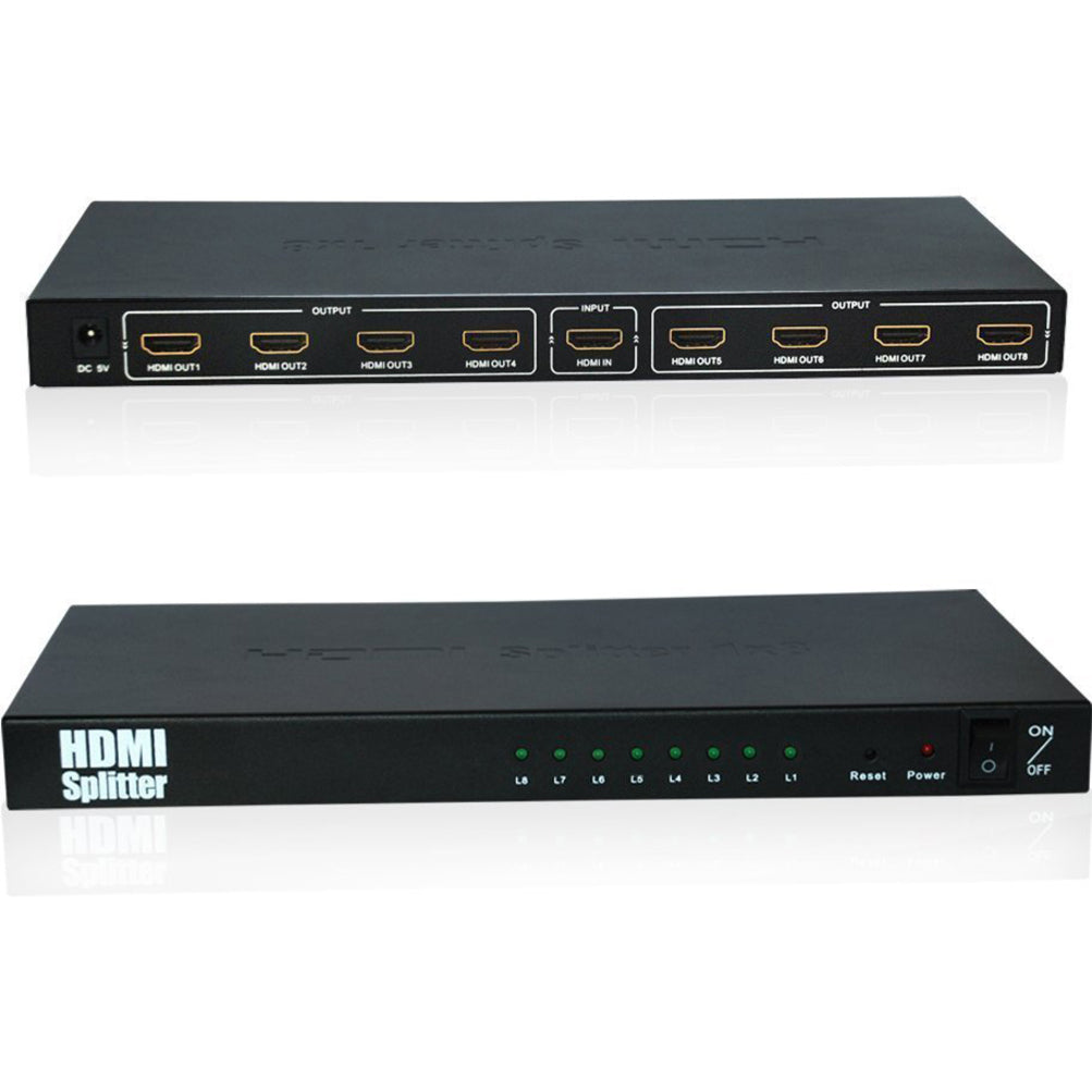 4XEM 4XHDMISP1X8 8 Port HDMI Splitter, Supports 1080p, 3D for Blu-Ray, Gaming Consoles, and More
