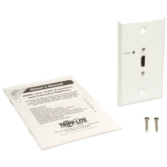Tripp Lite by Eaton B126-1P0-WP-1 HDMI Over Cat5 Passive Extender Remote Wallplate, Wall Mount Faceplate