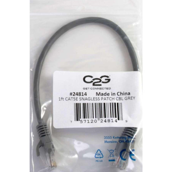 C2G 00391 35 ft Cat5e Snagless UTP Unshielded Network Patch Cable, Gray