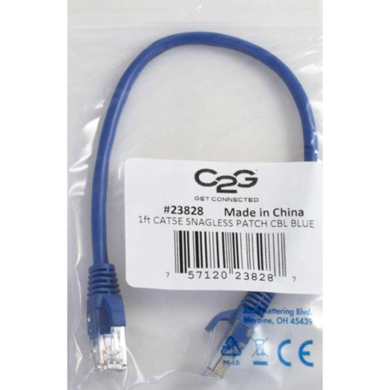 C2G 00392 2 ft Cat5e Snagless UTP Unshielded Network Patch Cable, Blue