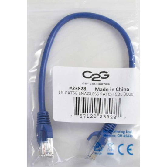 C2G 00399 30 ft Cat5e Snagless UTP Network Patch Cable, Blue - Reliable and High-Speed Ethernet Connection