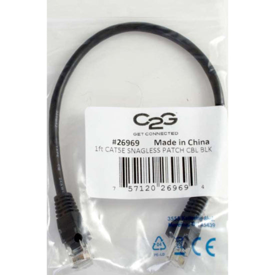 C2G 00402 4 ft Cat5e Snagless UTP Unshielded Network Patch Cable, Black