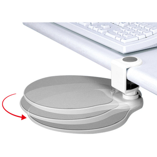 Ergoguys UM003 Under Desk Swivel Ergonomic Mouse Platform White, Sturdy Metal-Plastic Clamps, 360° Swivel
