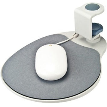 Ergoguys UM003 Under Desk Swivel Ergonomic Mouse Platform White, Sturdy Metal-Plastic Clamps, 360° Swivel