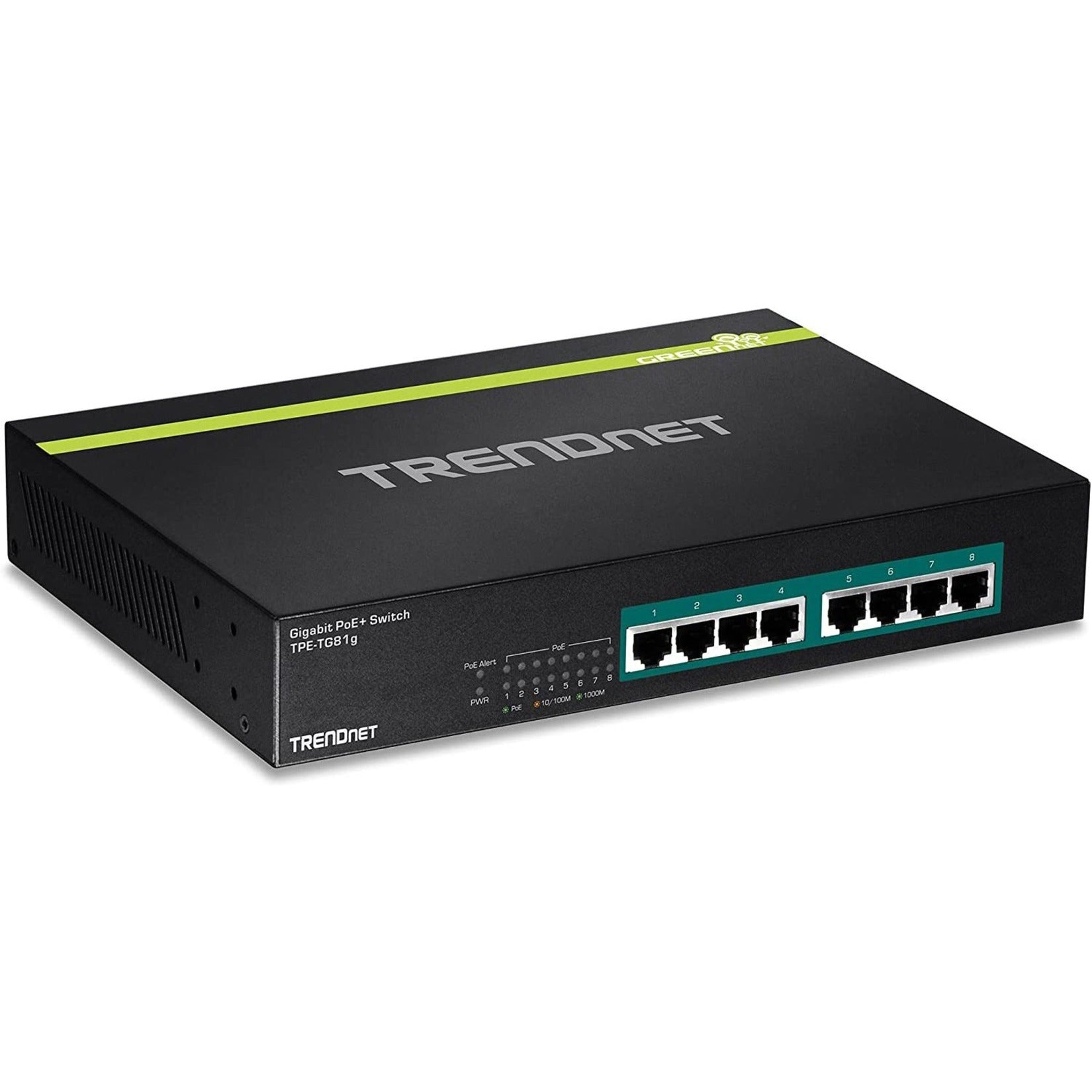 TRENDnet TPE-TG81g 8-port Gigabit GREENnet PoE+ Switch, rack mountable