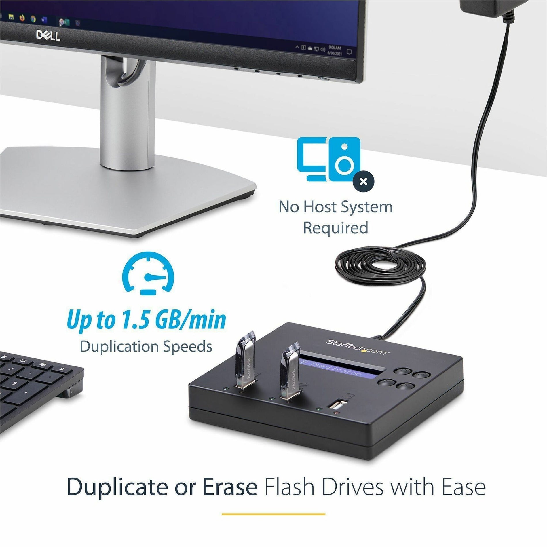 StarTech.com USBDUP12 1:2 Standalone USB 2.0 Flash Drive Duplicator and Eraser - Flash Drive Copier, TAA Compliant, 2-Year Warranty