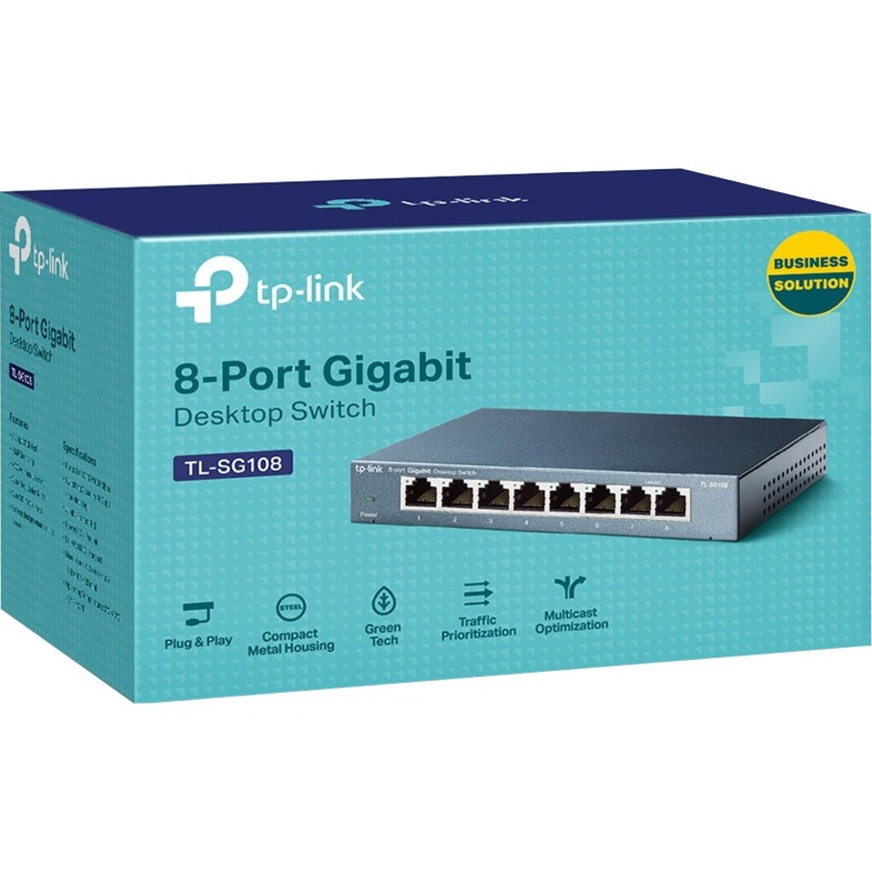 TP-Link TL-SG108 8-Port Gigabit Desktop Switch, 5-Year Warranty, Energy Efficient