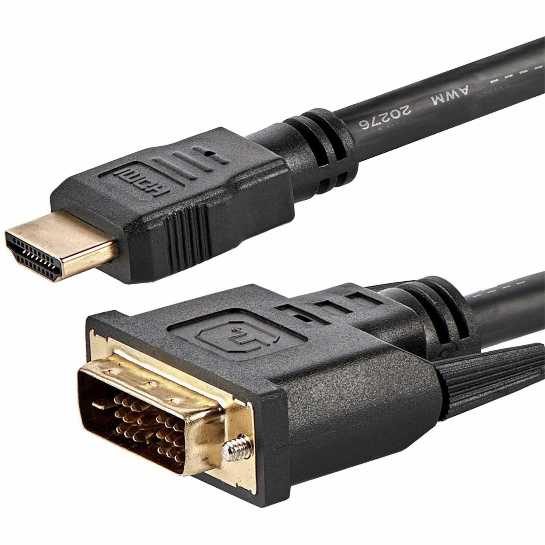 StarTech.com HDMIDVIMM6 6 ft HDMI to DVI-D Cable - M/M, Copper Conductor, Strain Relief, Molded, Black