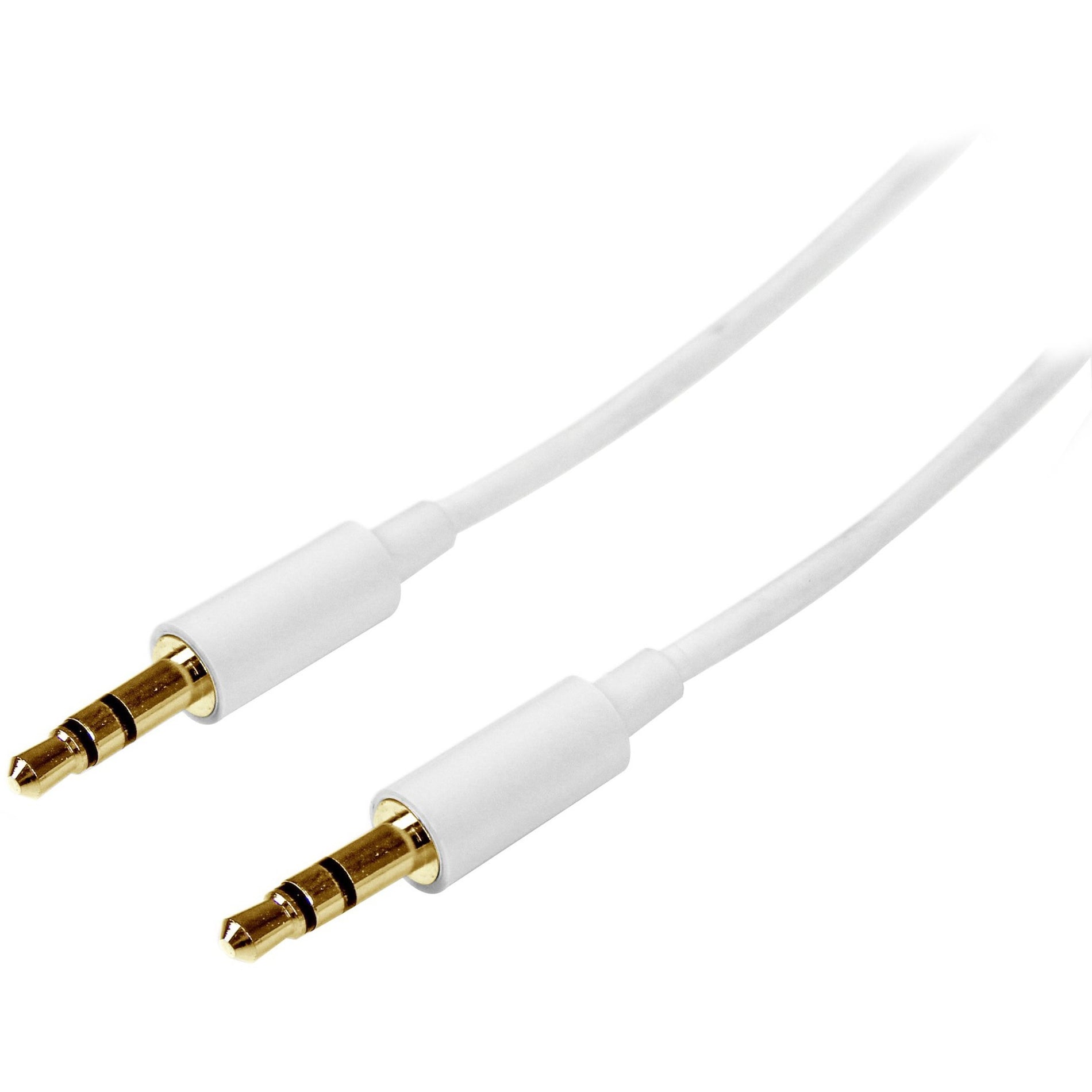 StarTech.com MU2MMMSWH 2m White Slim 3.5mm Stereo Audio Cable - Male to Male, Molded, Copper Conductor, Nickel Plated Connectors