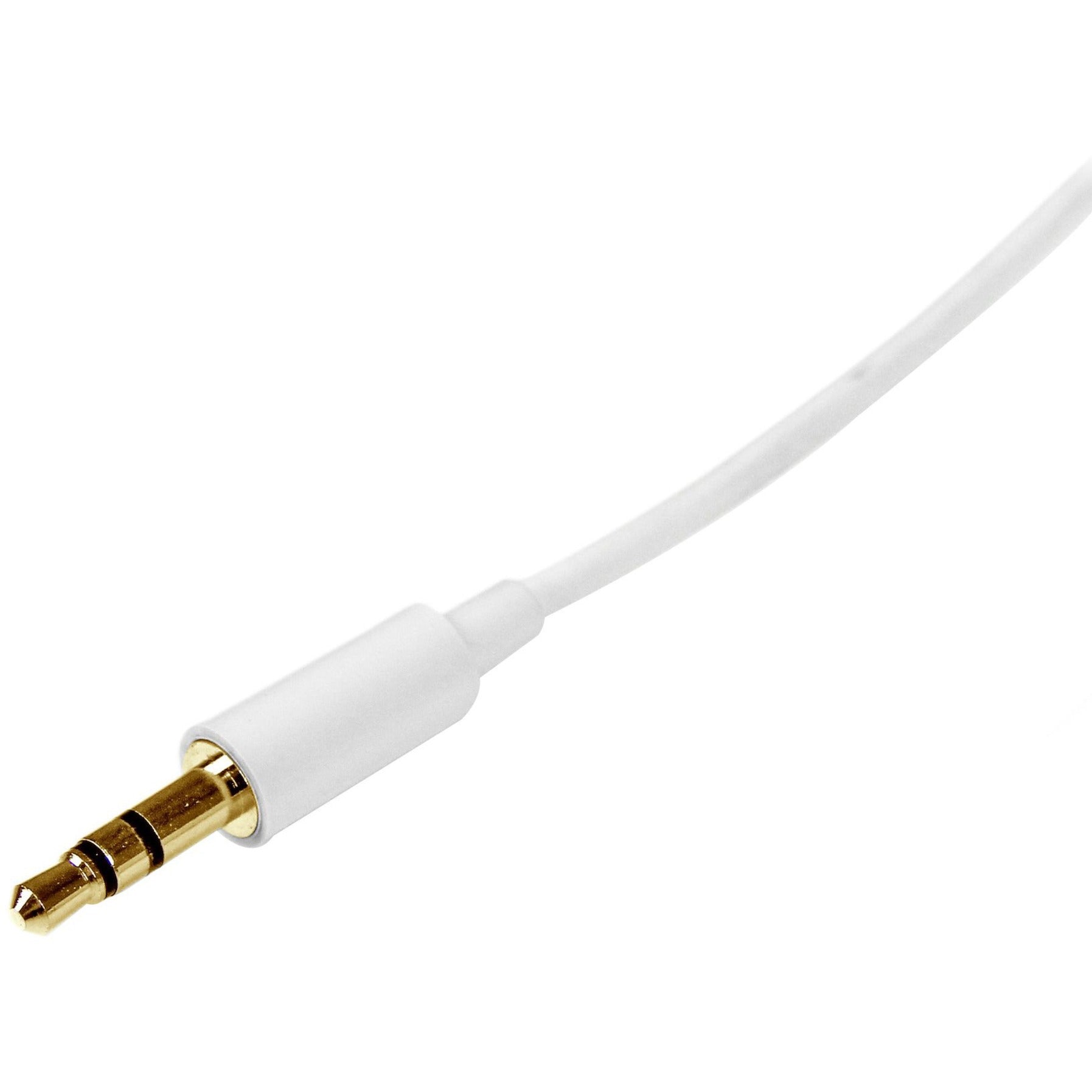 StarTech.com MU2MMMSWH 2m White Slim 3.5mm Stereo Audio Cable - Male to Male, Molded, Copper Conductor, Nickel Plated Connectors