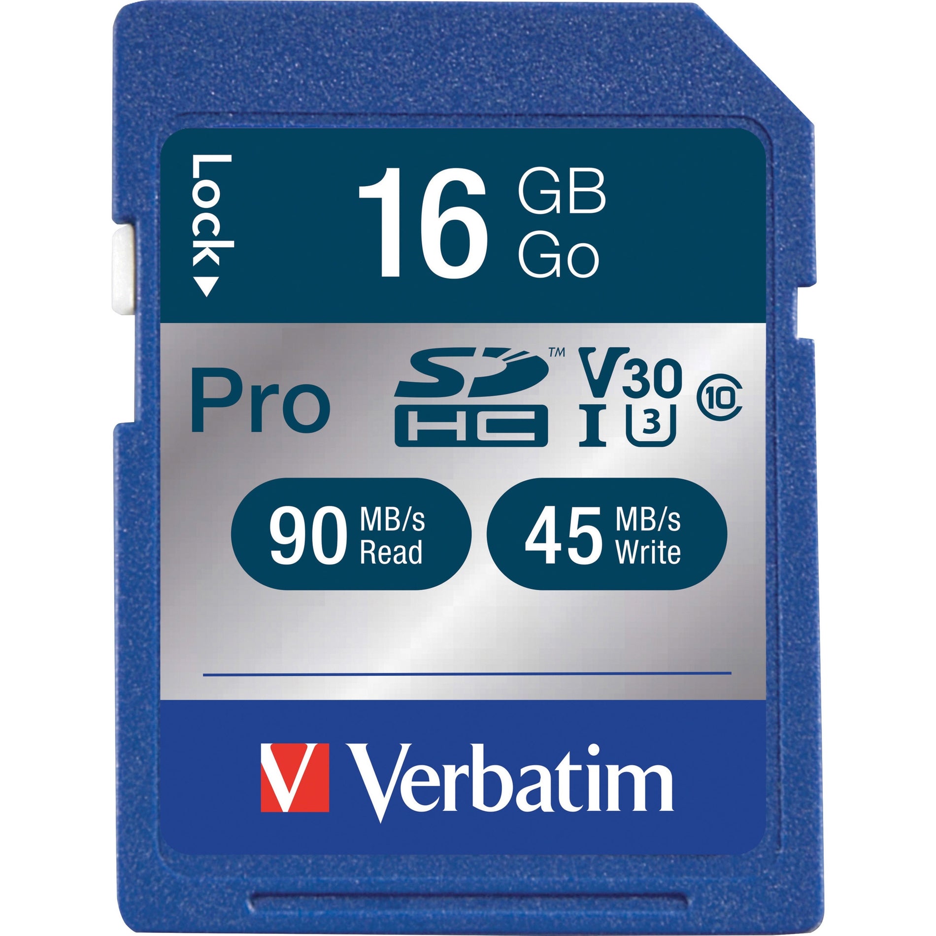 Verbatim 98046 16GB Pro 600X SDHC Memory Card, UHS-I V30 U3 Class 10, Shock Proof, Water Resistant