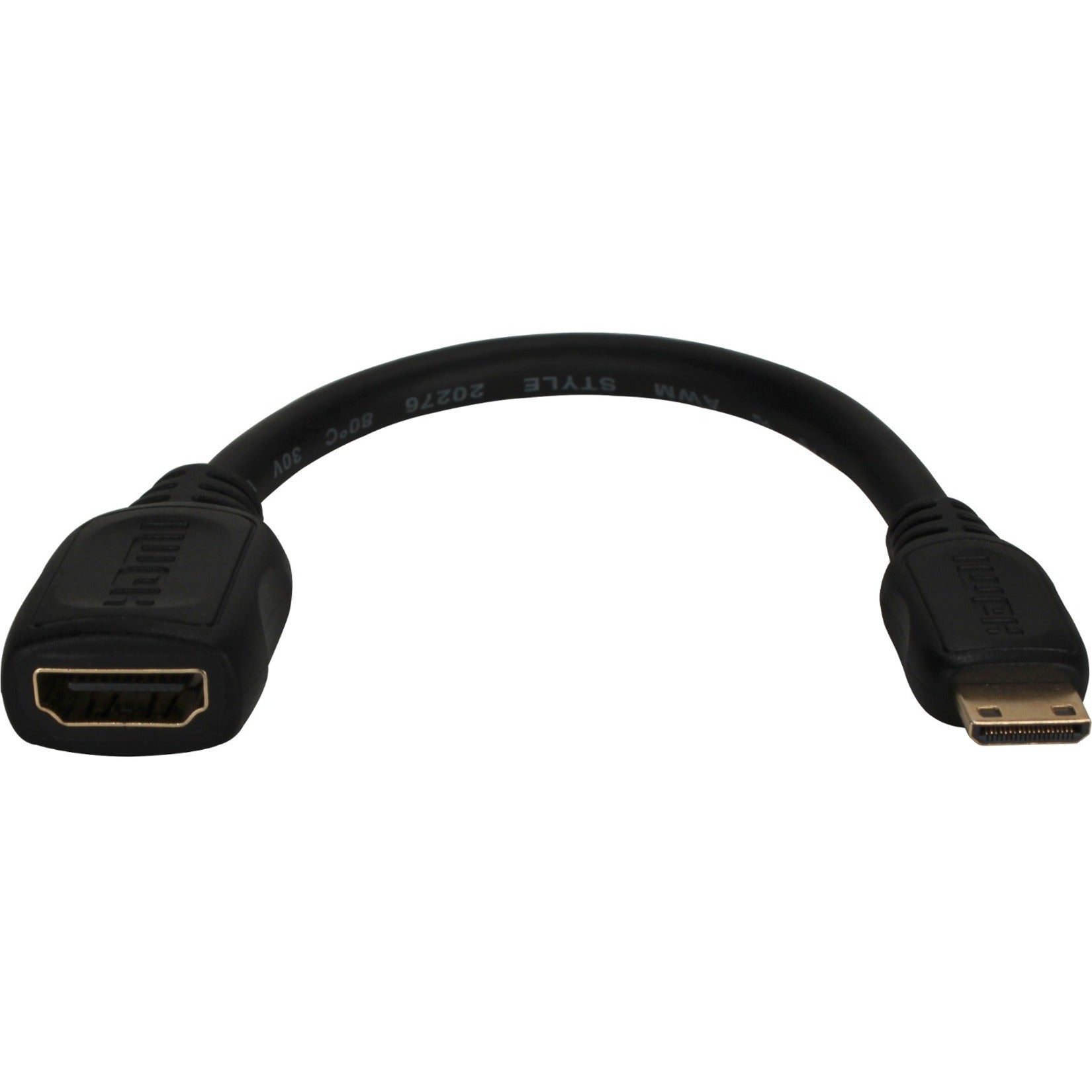 QVS HDAC-MF High Speed HDMI Female to Mini HDMI Male Digital A/V HD Camera Conversion Cable, 10" Length, Molded, Gold-Plated Connectors