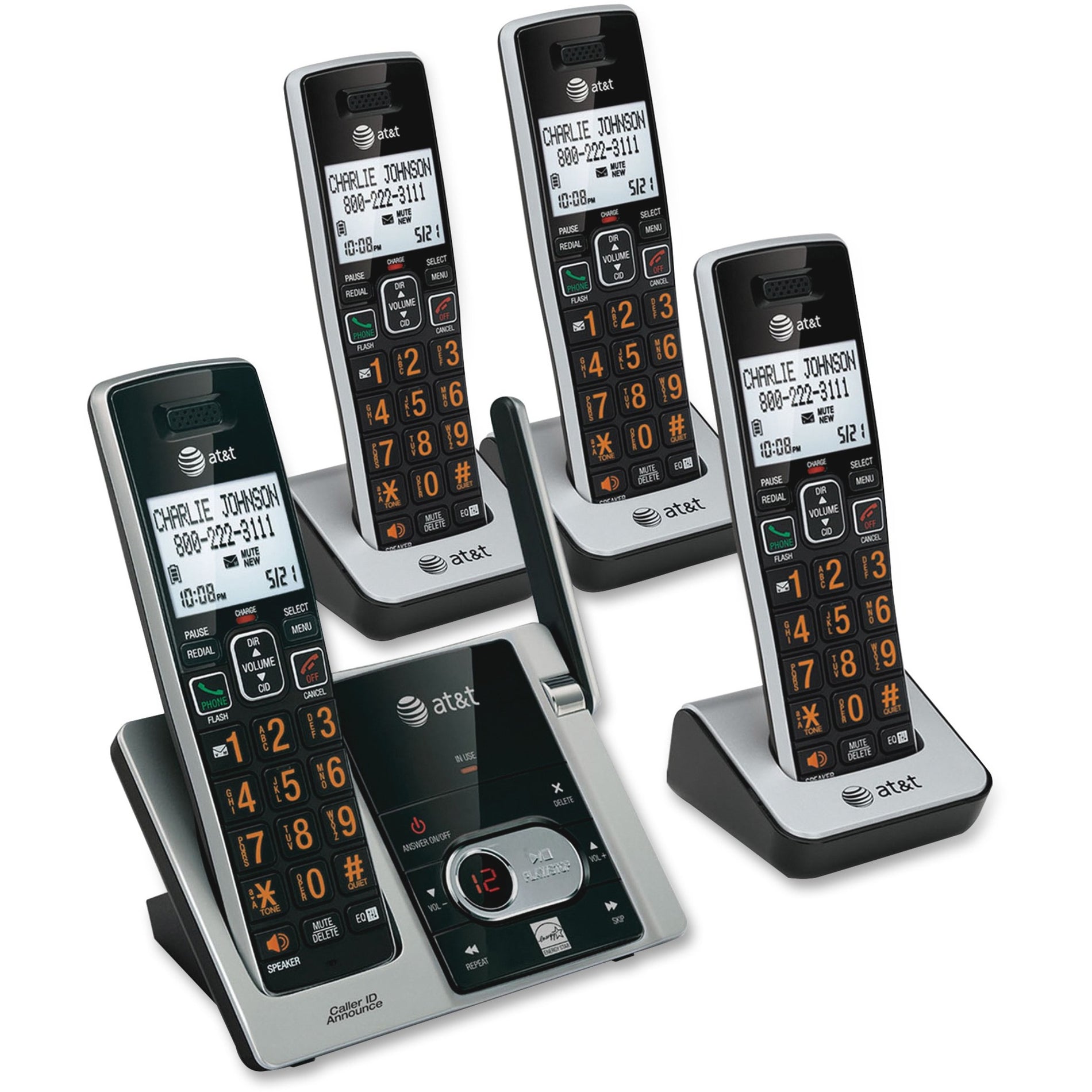 AT&T CL82413 4-Handset Cordless Answering System, DECT 6.0, Call Waiting, Speakerphone