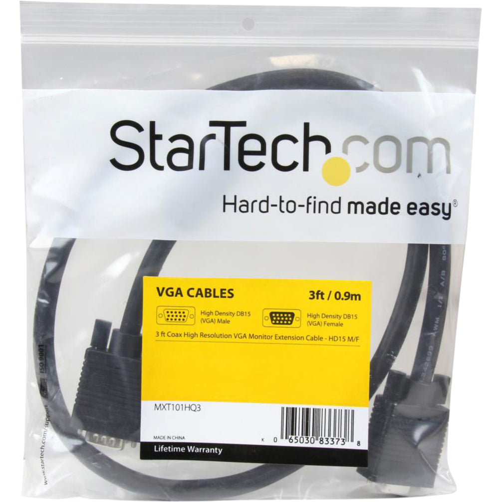StarTech.com MXT101HQ-25 VGA Extension Cable, 25 ft, EMI/RF Protection, 1920 x 1200 Supported Resolution, Black