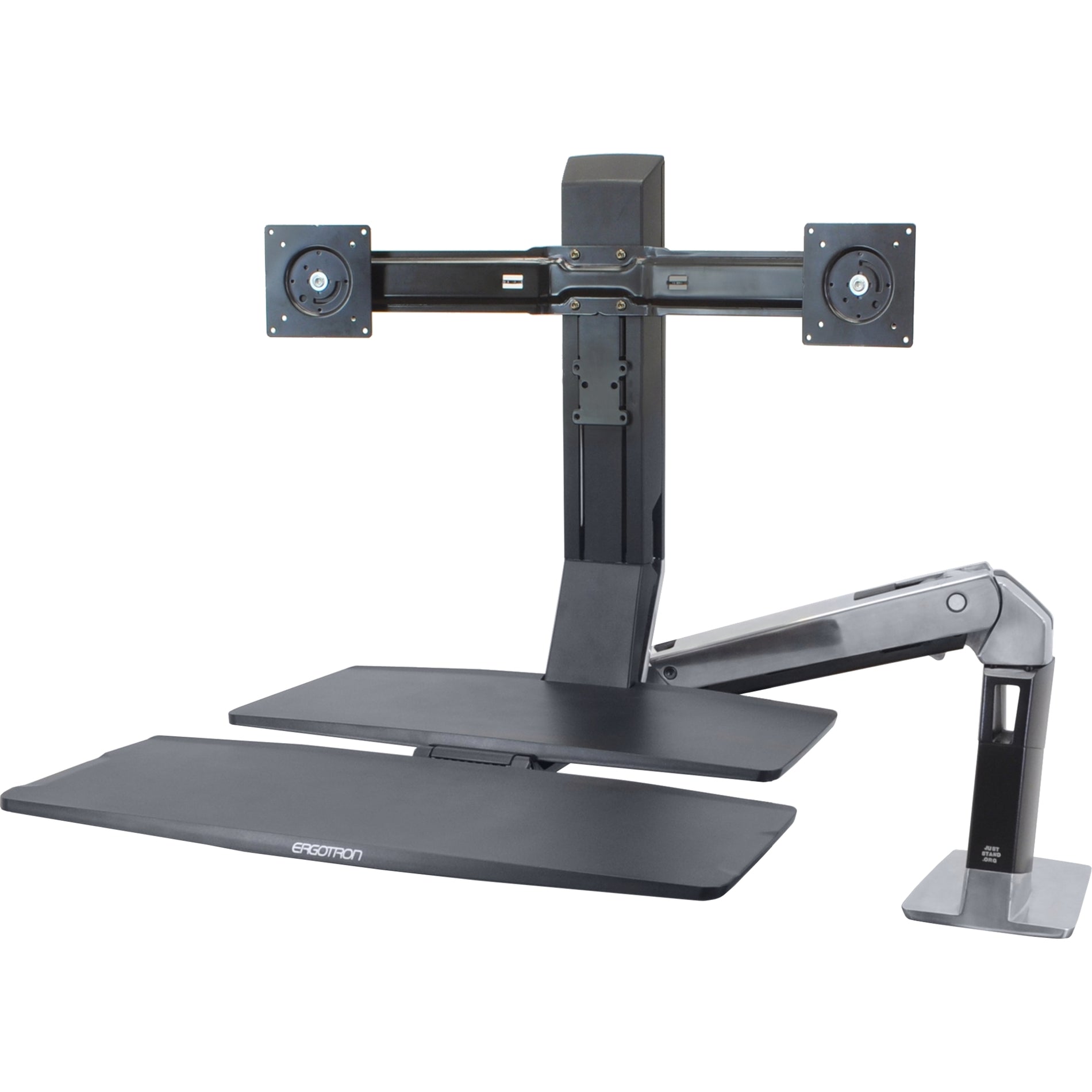 Ergotron 24-316-026 WorkFit Mounting Arm for Flat Panel Display, Polished Black, Foldable, Tilt, Keyboard Tray