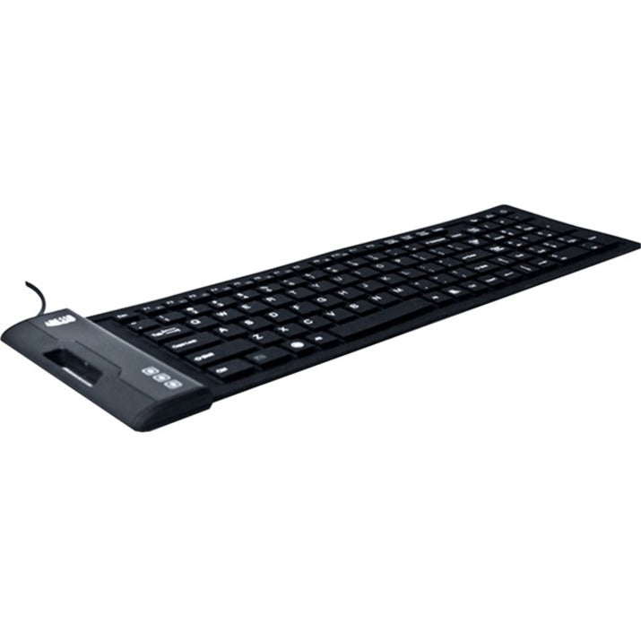 Adesso AKB-222UB Antimicrobial Waterproof Flex Keyboard (Compact Size), Hotkeys, USB