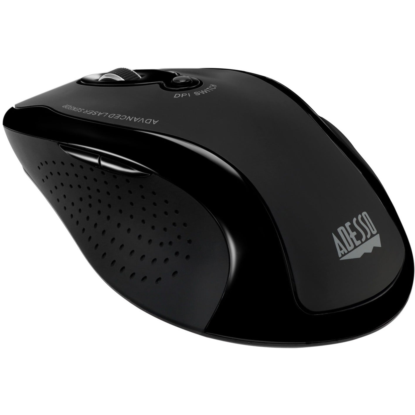 Adesso IMOUSE G25 Wireless Ergonomic Laser Mouse, Comfort Grip, 1600 DPI, 2.4 GHz RF, Black